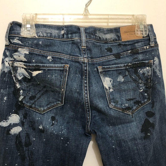 Abercrombie & Fitch Paint Splatter Art Denim Jeans 2R perfect stretch straight - Picture 8 of 9